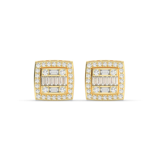 Geometric Baguette Square Diamond Studs