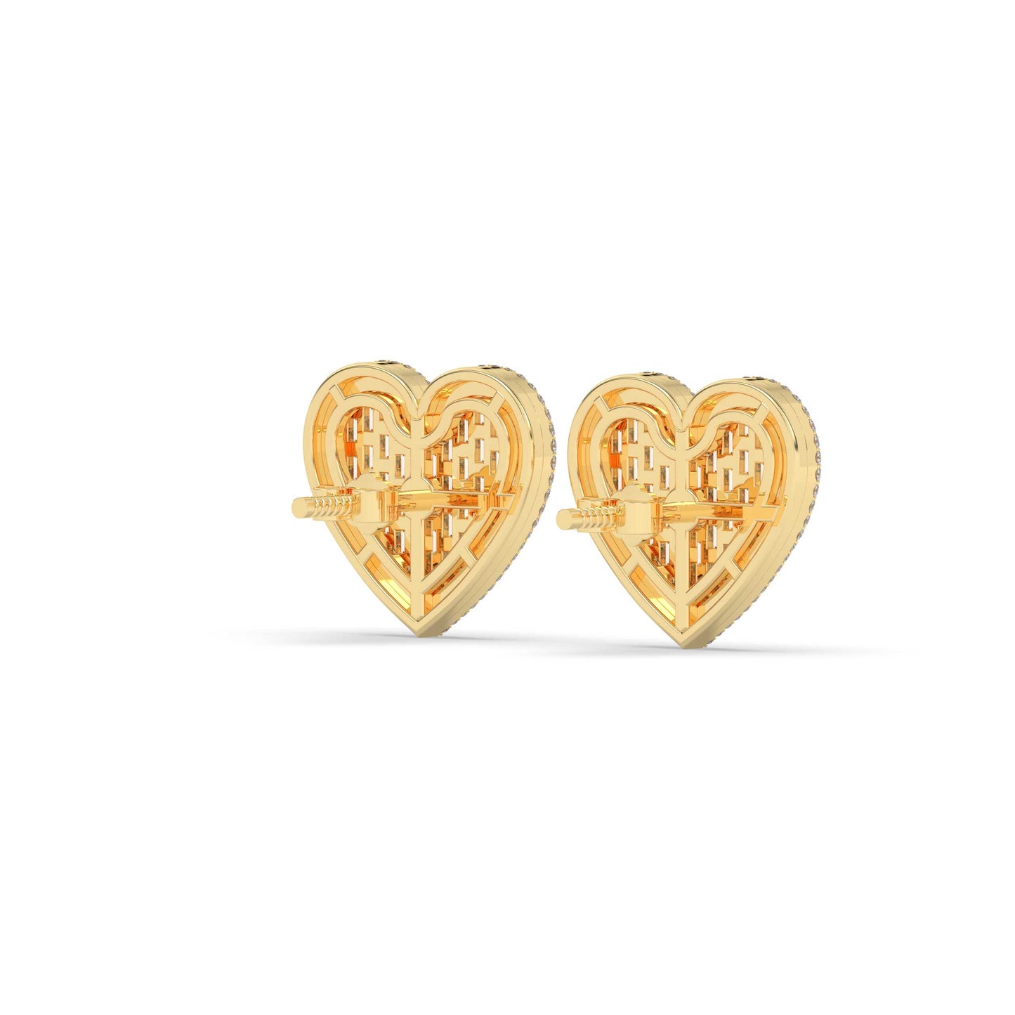 Baguette Love Heart Stud Earrings