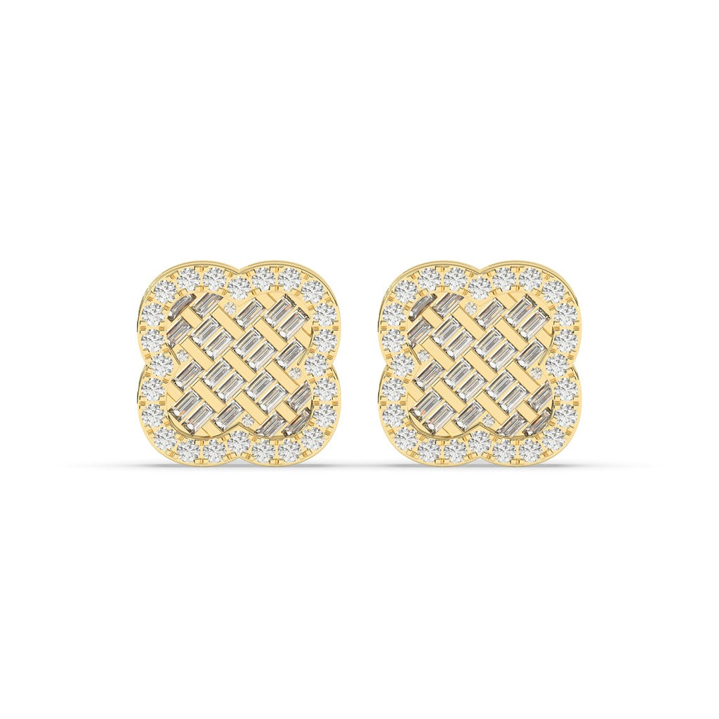 Crisscross Baguette Halo Studs