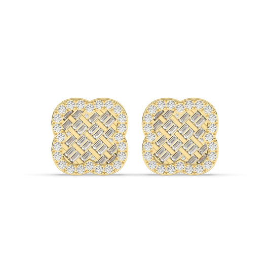 Crisscross Baguette Halo Studs