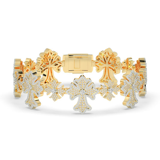 Royal Bloom Pavé Cross Bracelet