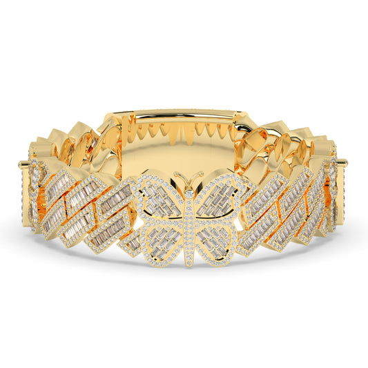 Butterfly Baguette Cuban Link Bracelet