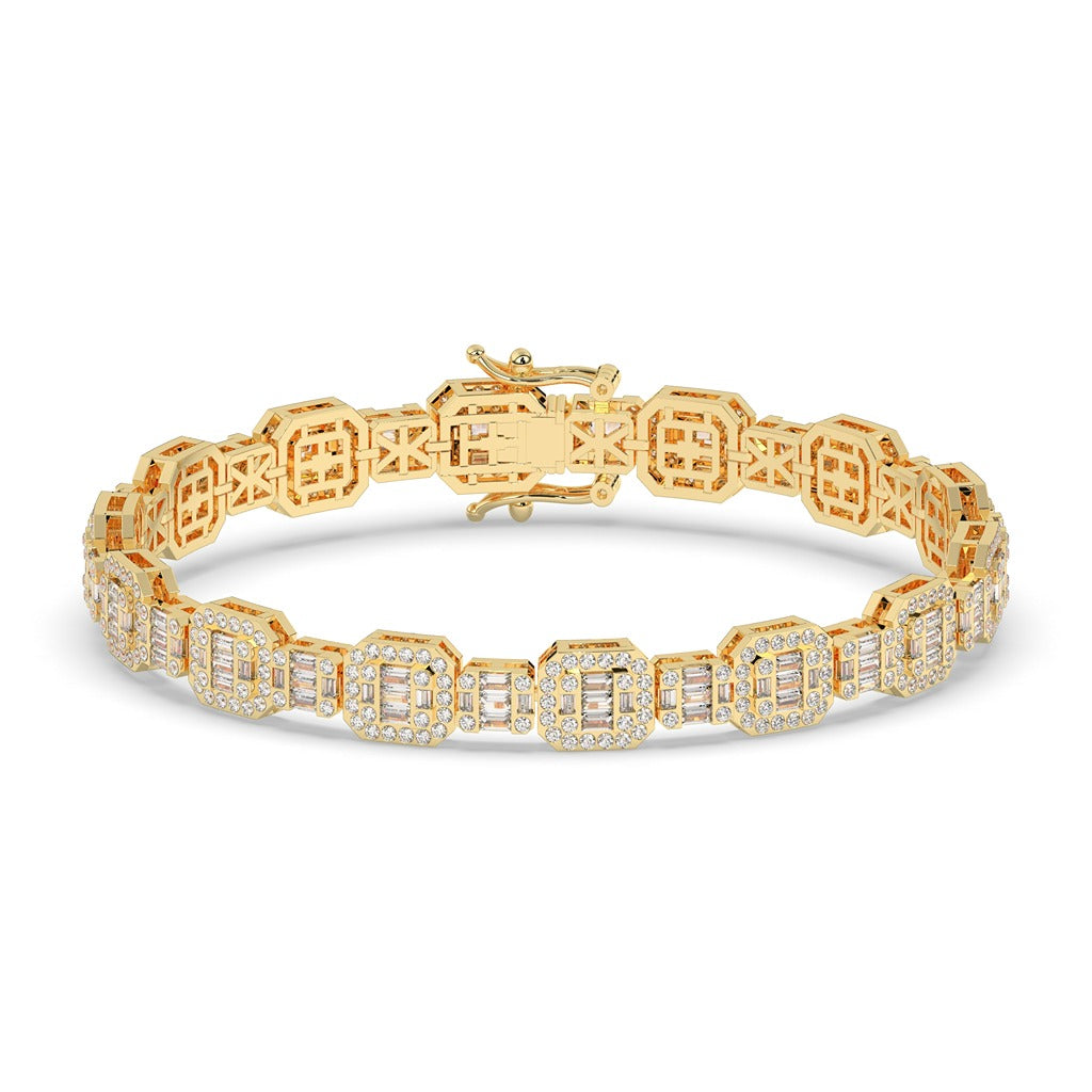 Octagon Baguette Diamond Link Bracelet