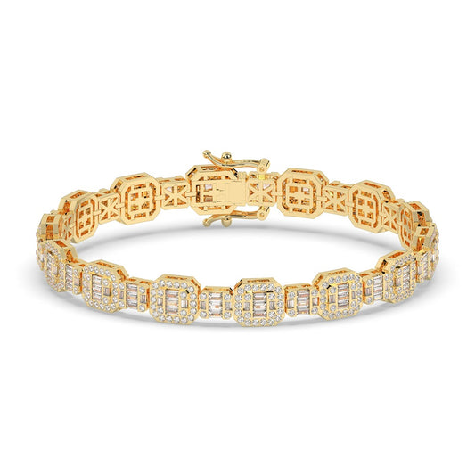 Octagon Baguette Diamond Link Bracelet