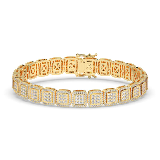 Square Link Diamond Gold Bracelet
