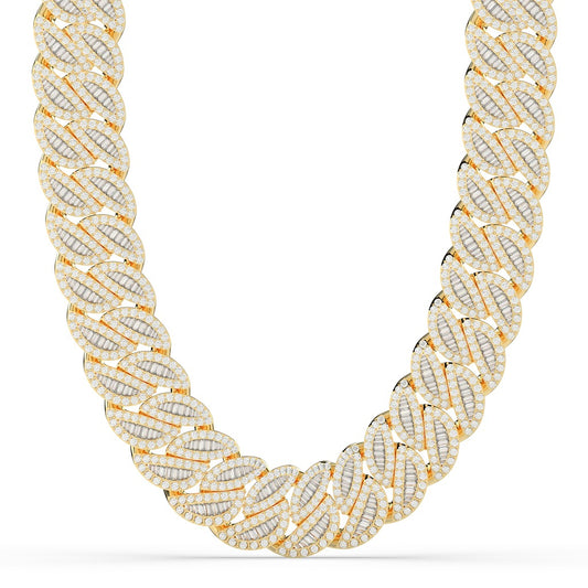 Baguette Diamond Round Cuban Chain