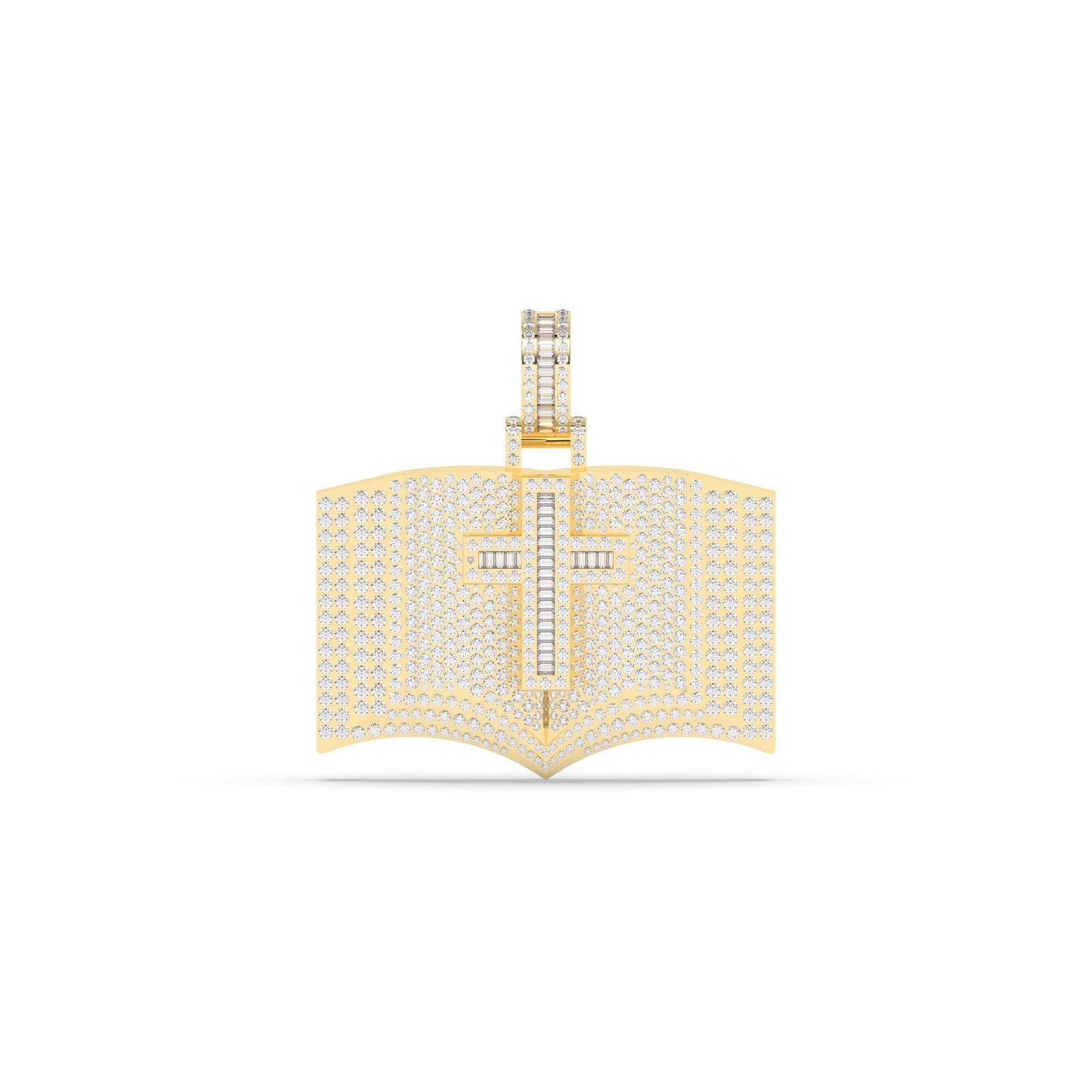 Iced Bible Cross Gold Pendant