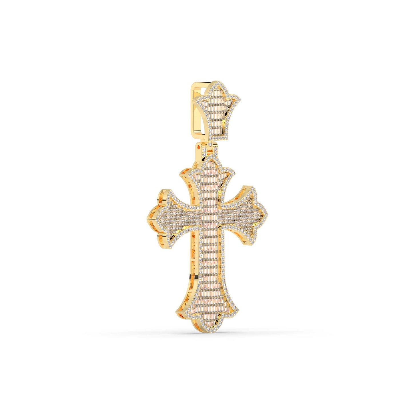 Royal Baguette Cross Gold Pendant
