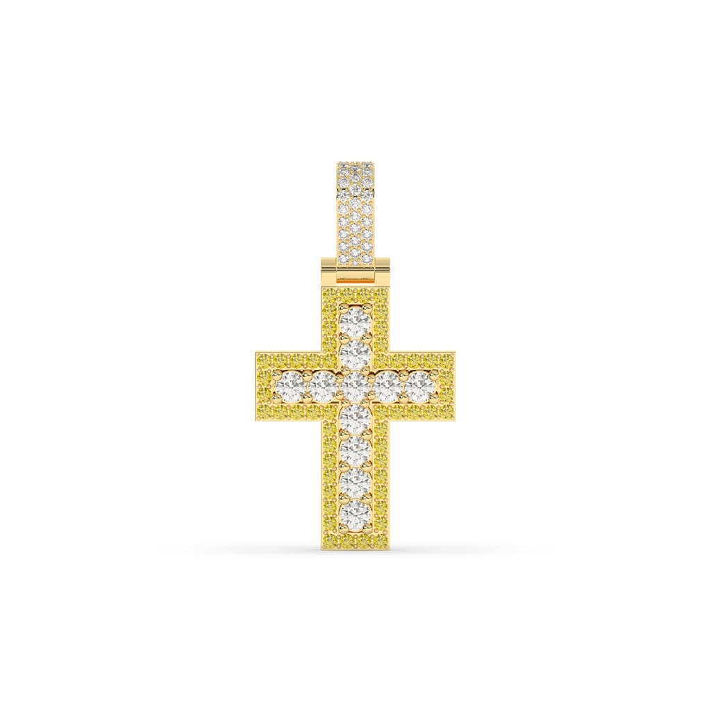Bold Round Diamond Cross Pendant
