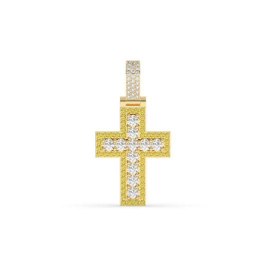 Bold Round Diamond Cross Pendant