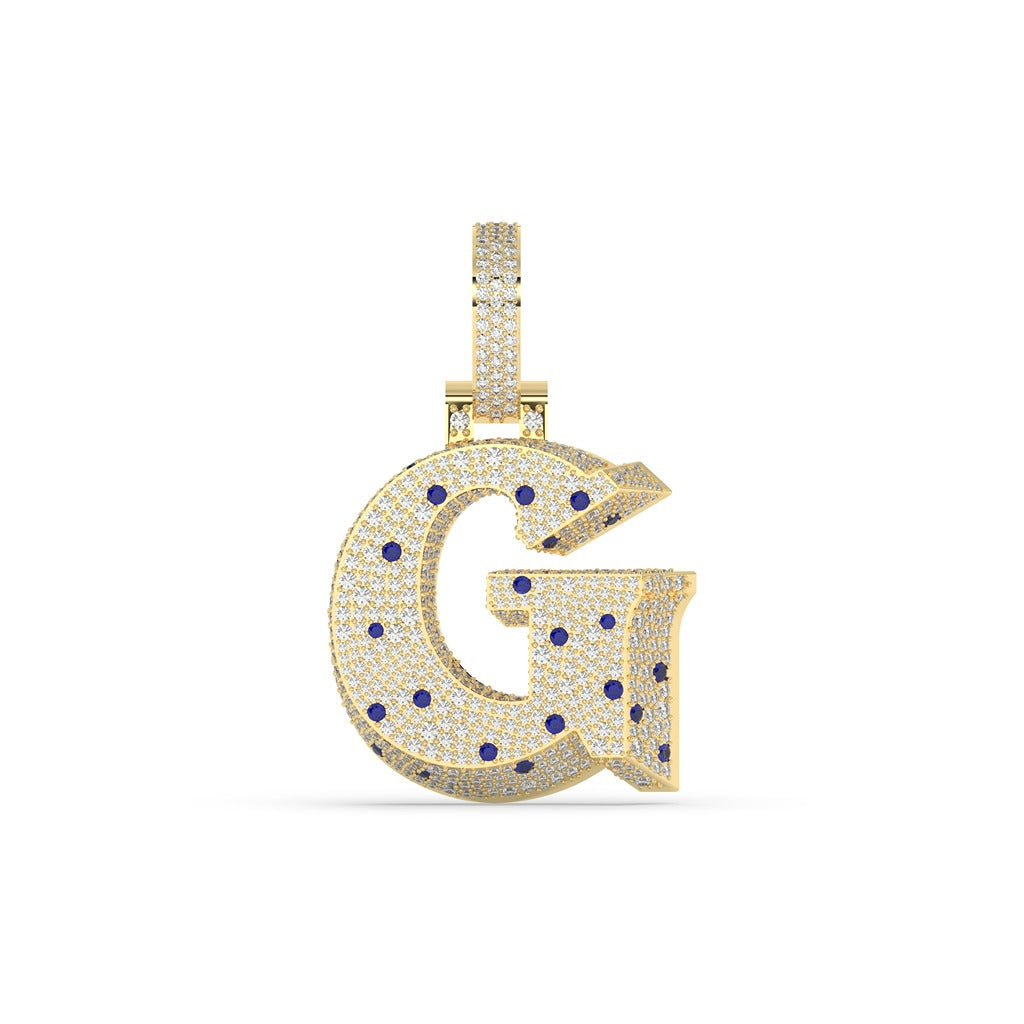 Glittering G Blue Diamond Pendant