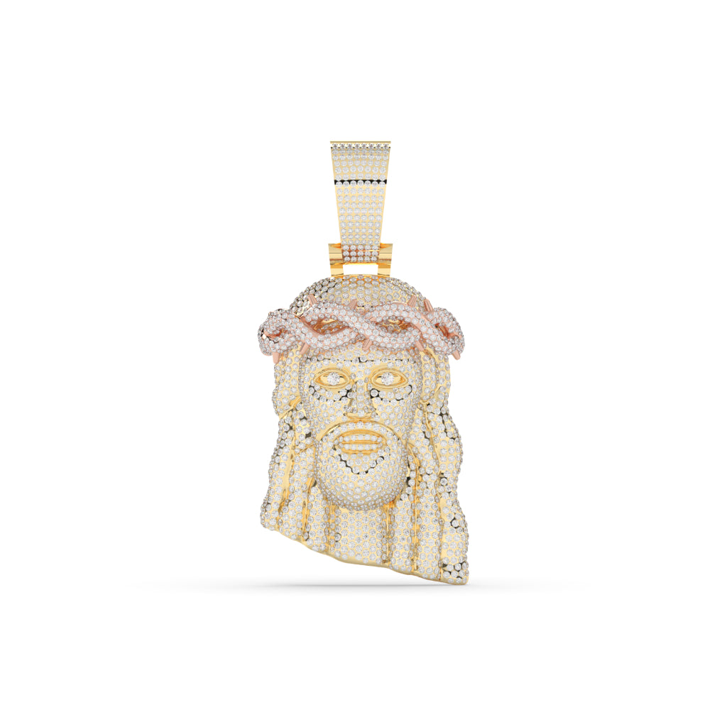Divine Jesus Face Rose Crown Pendant