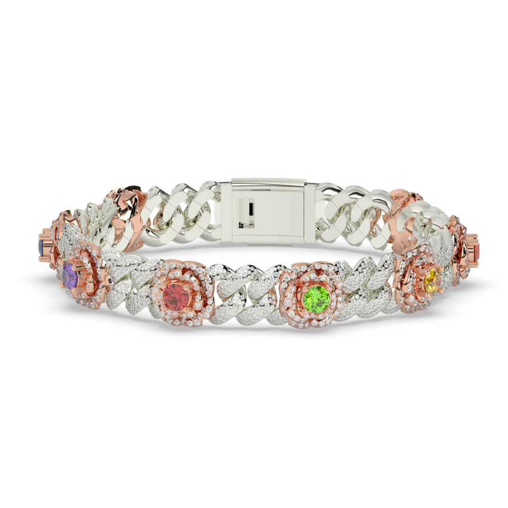 Rainbow Bloom Cuban Link Bracelet