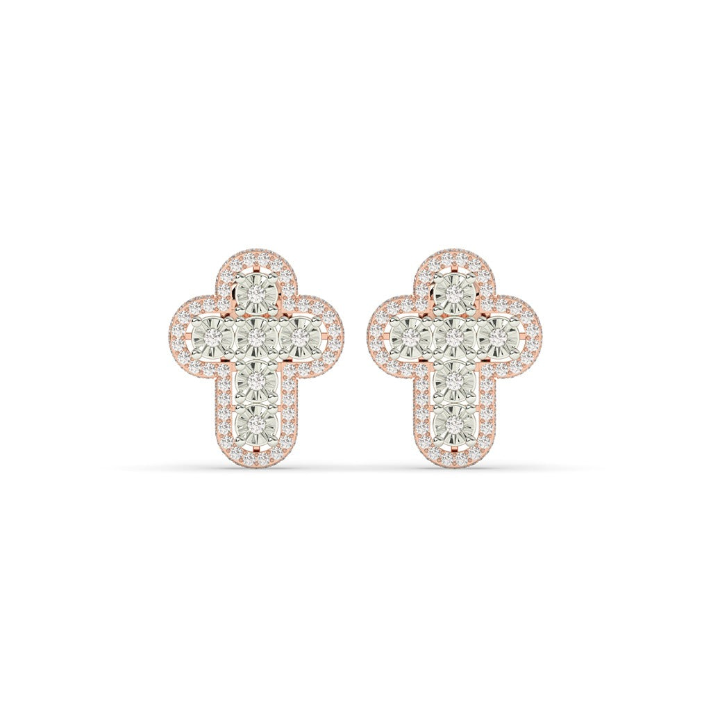 Iced Cross Cluster Stud Earrings