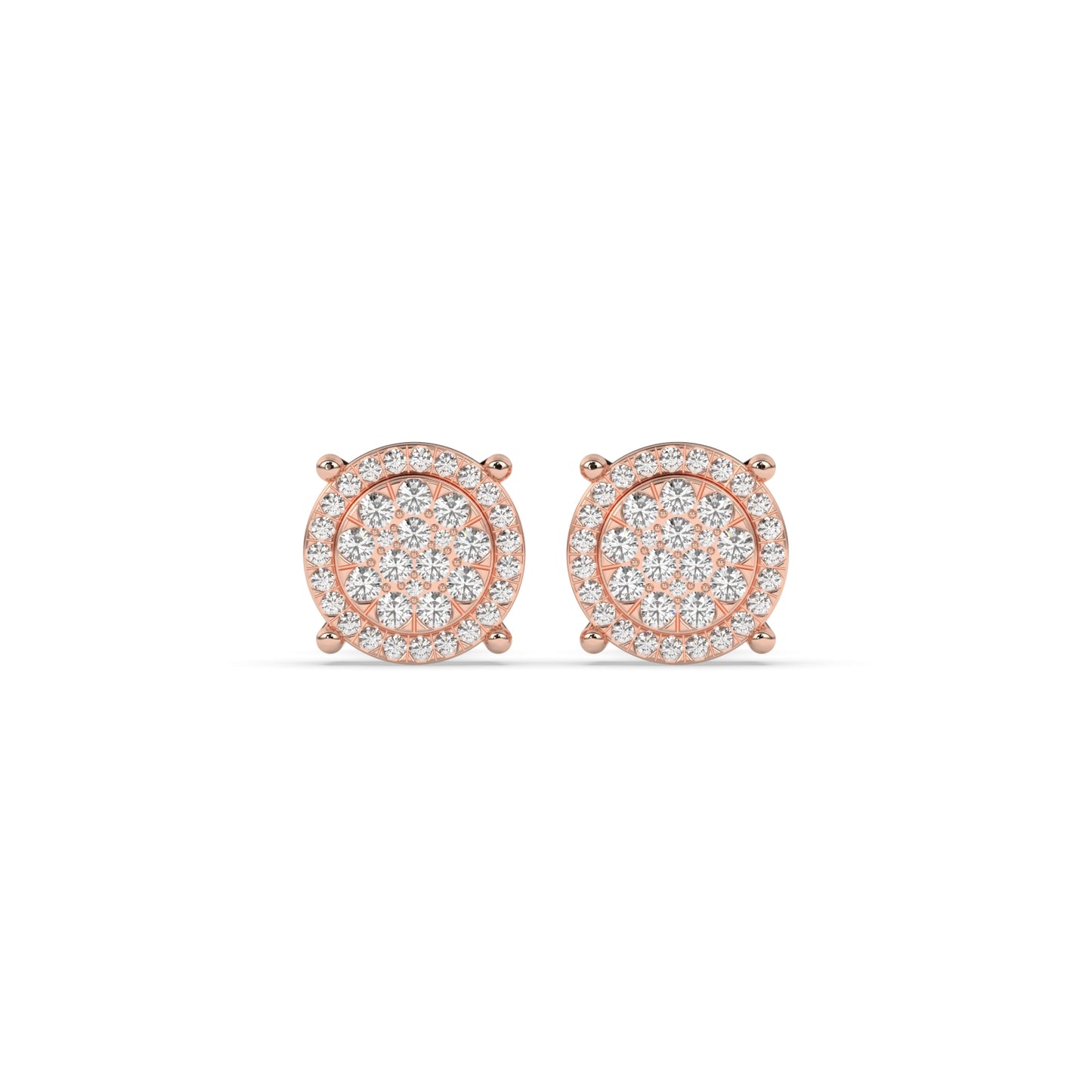 Radiant Circle Diamond Stud Earrings