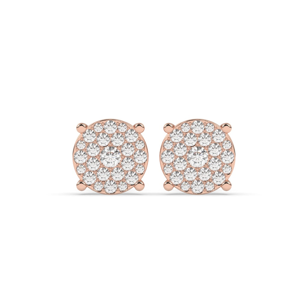 Gold Pavé Cluster Stud Earrings