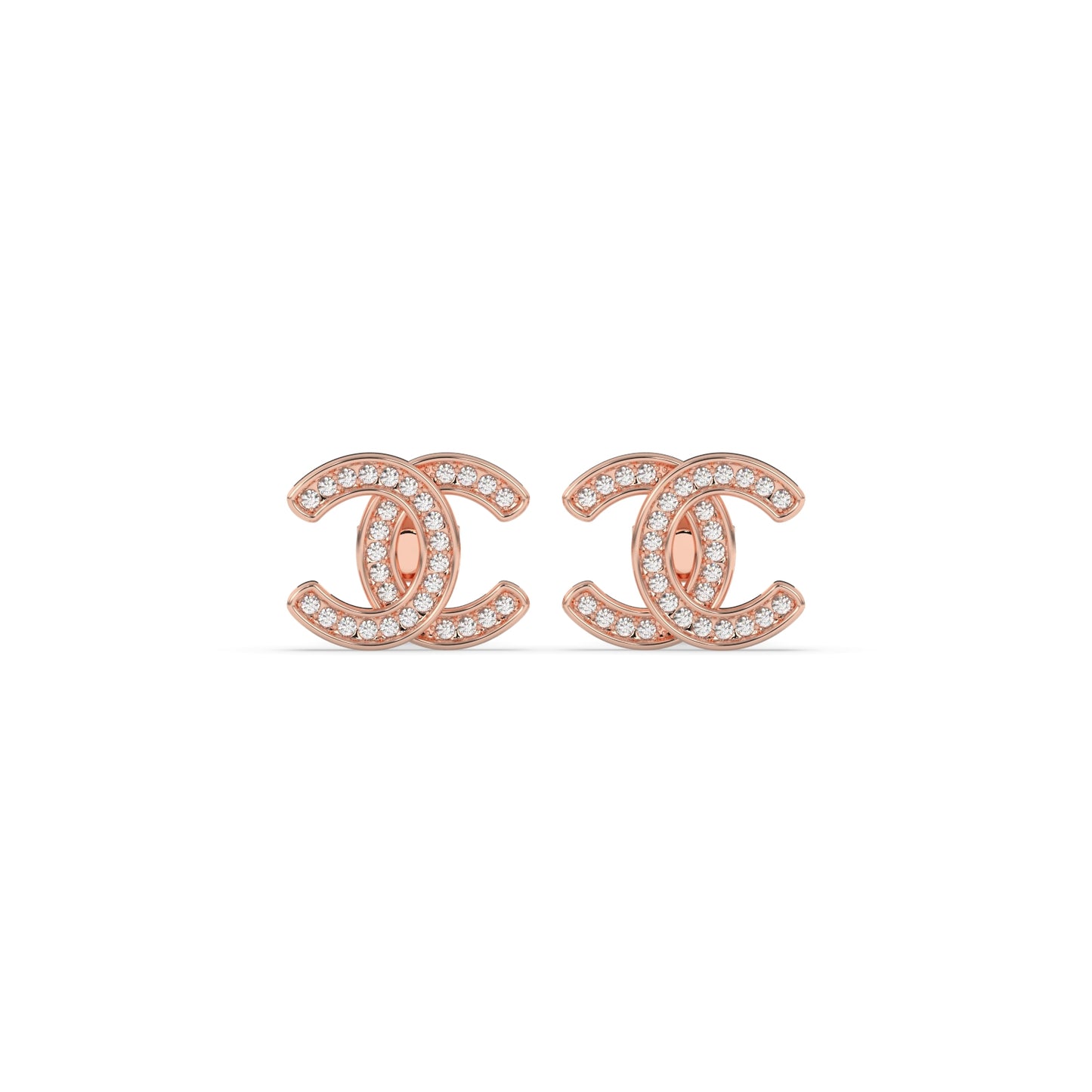 Twin C Sparkle Studs Earrings