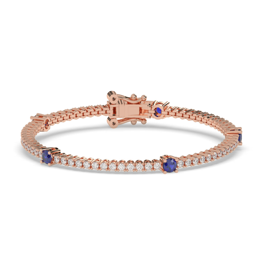 Elegant Blue Sapphire Diamond Bracelet
