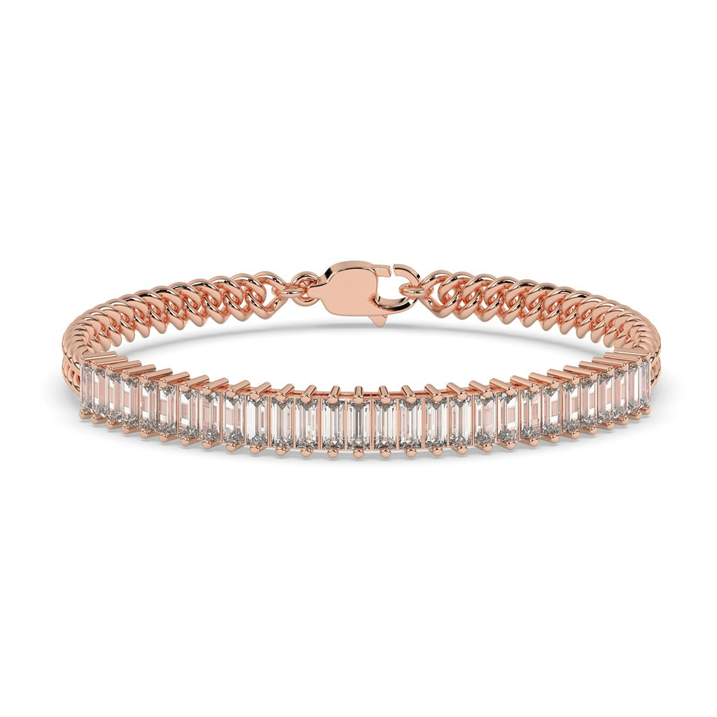 Gold Baguette Diamond Chain Bracelet
