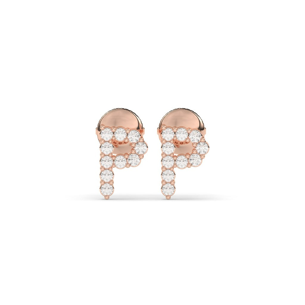 Diamond Letter P Stud Earrings