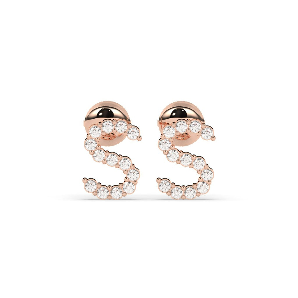 Elegant S Shape Diamond Studs