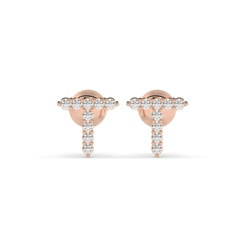 Personalized T Diamond Stud Earrings