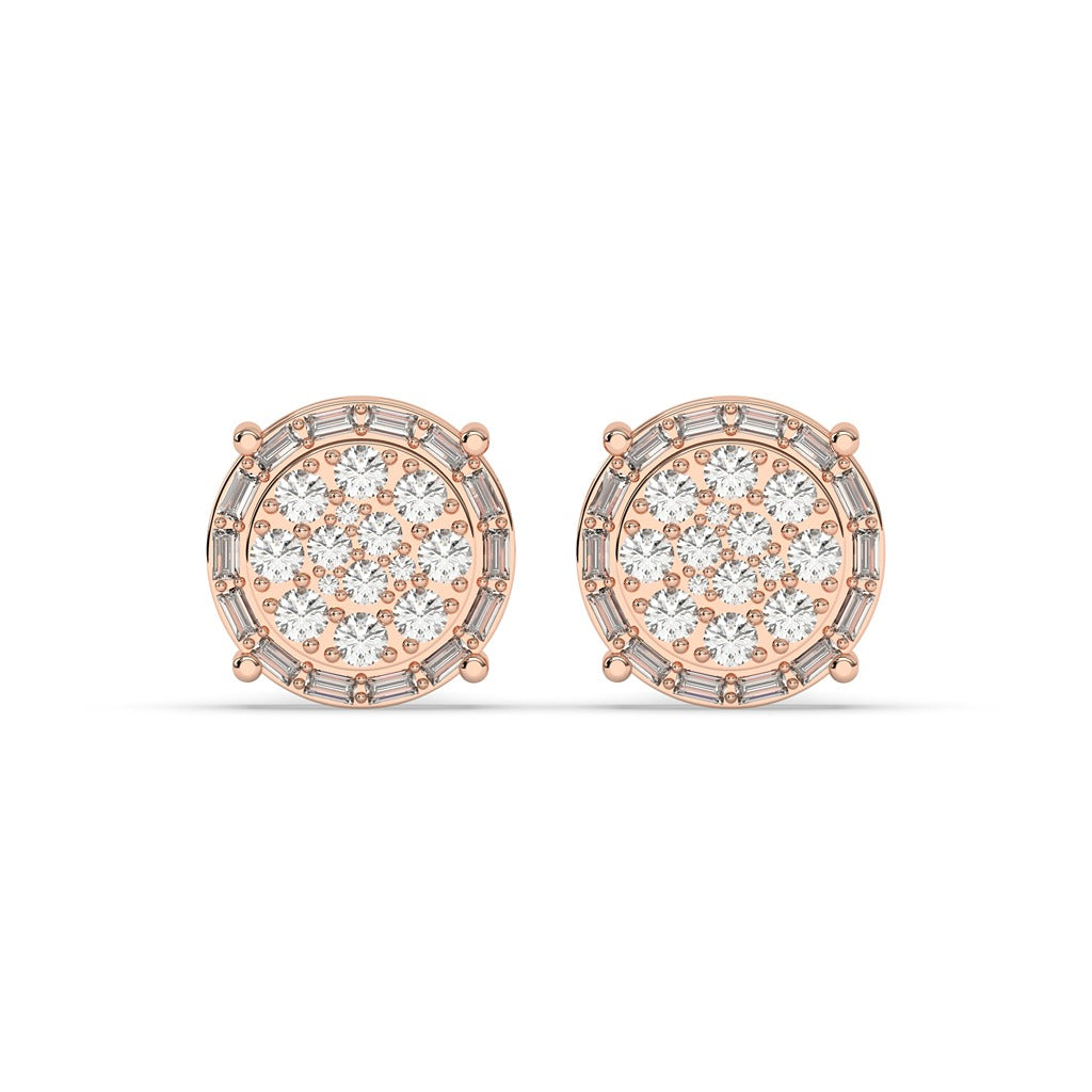 Baguette Border Diamond Studs