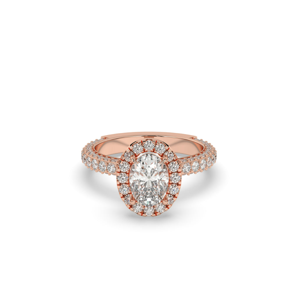 Regal Oval Halo Engagement Ring