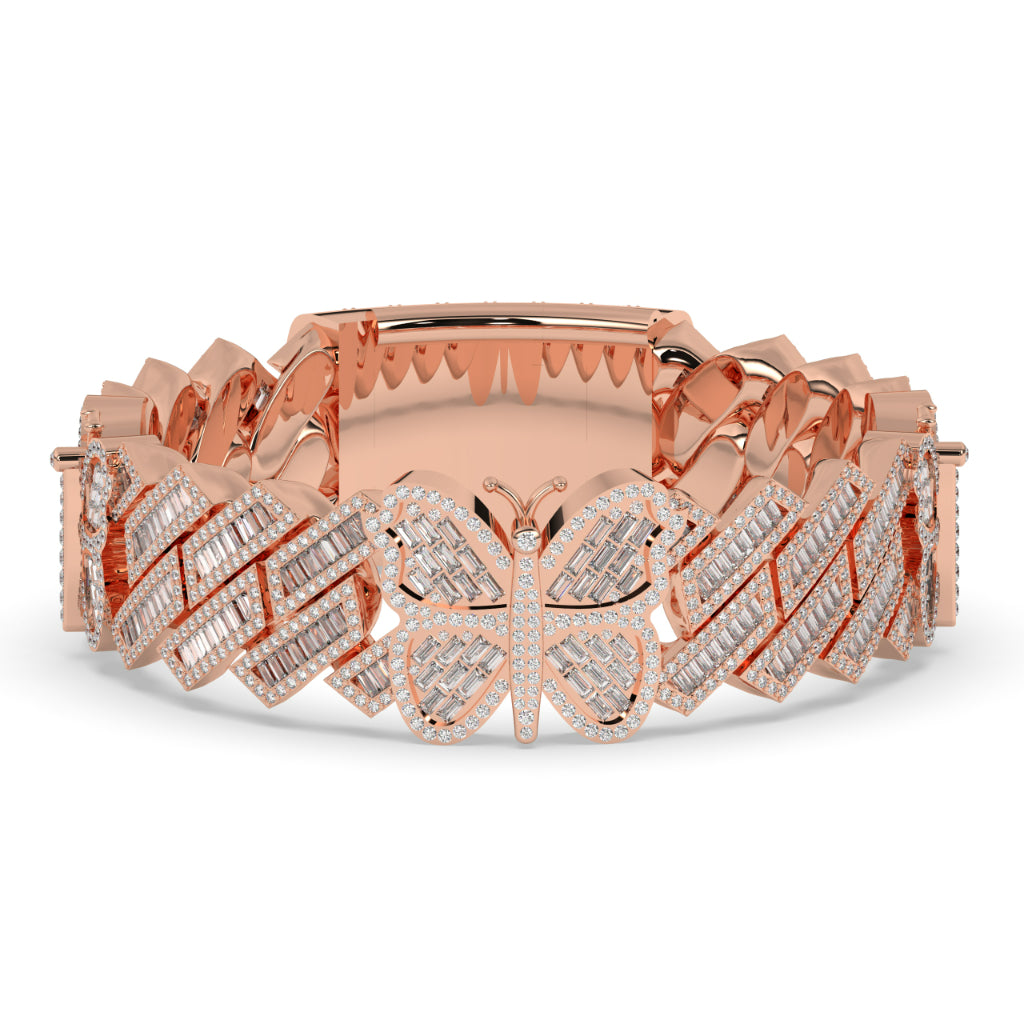 Butterfly Baguette Cuban Link Bracelet