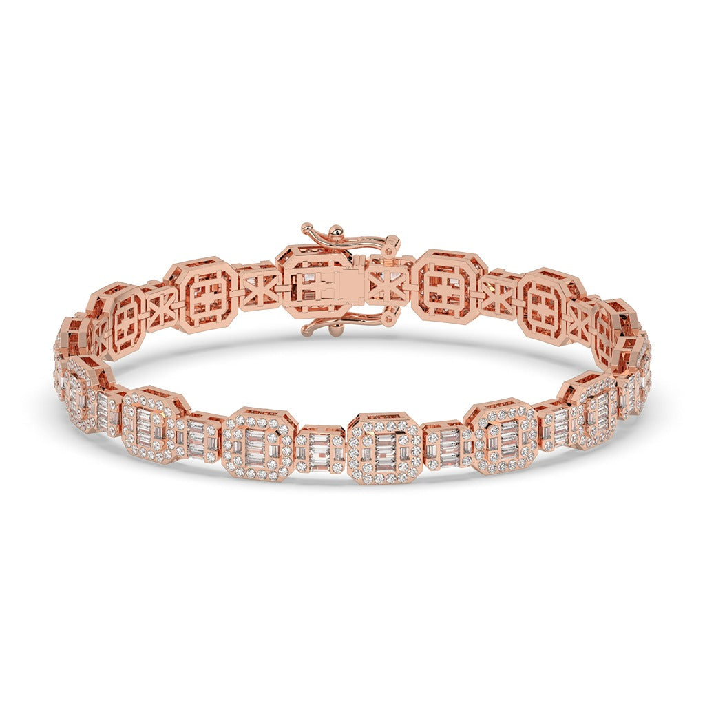 Octagon Baguette Diamond Link Bracelet