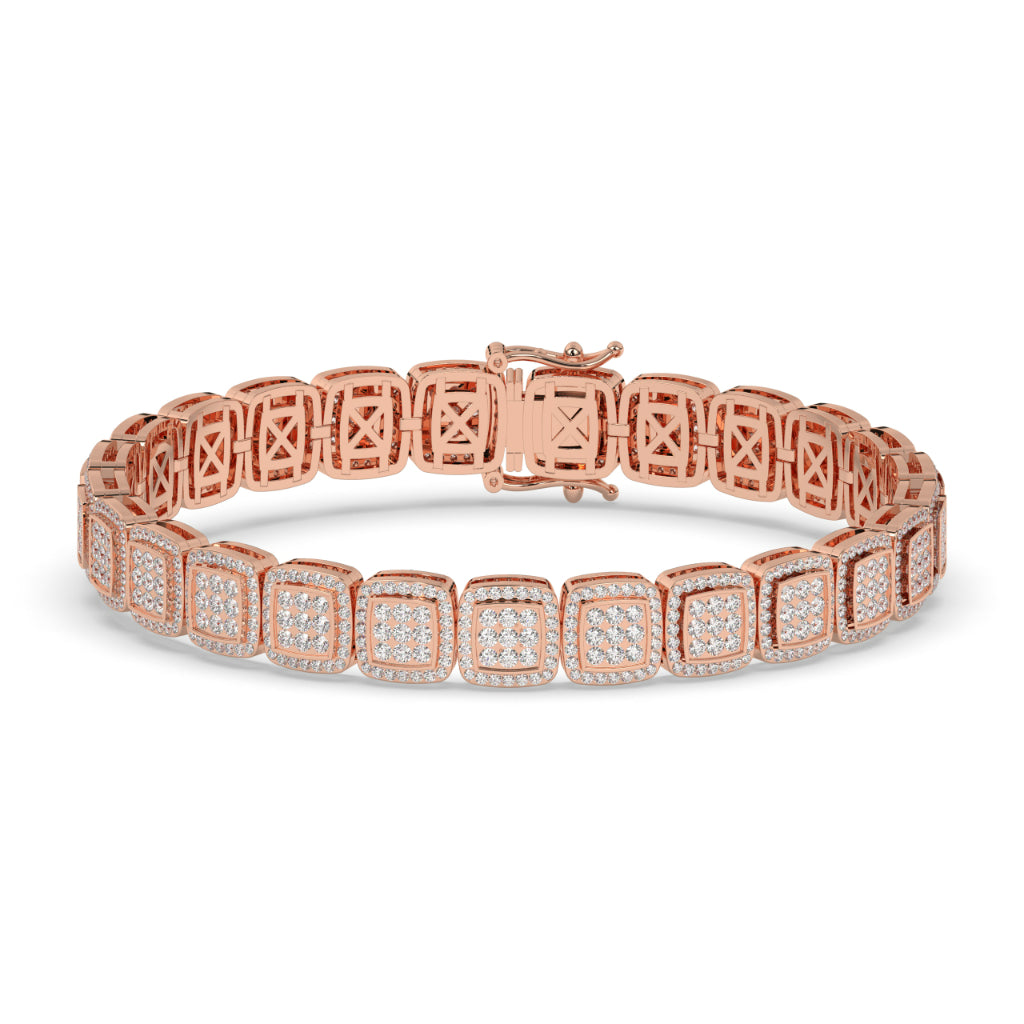 Square Link Diamond Gold Bracelet