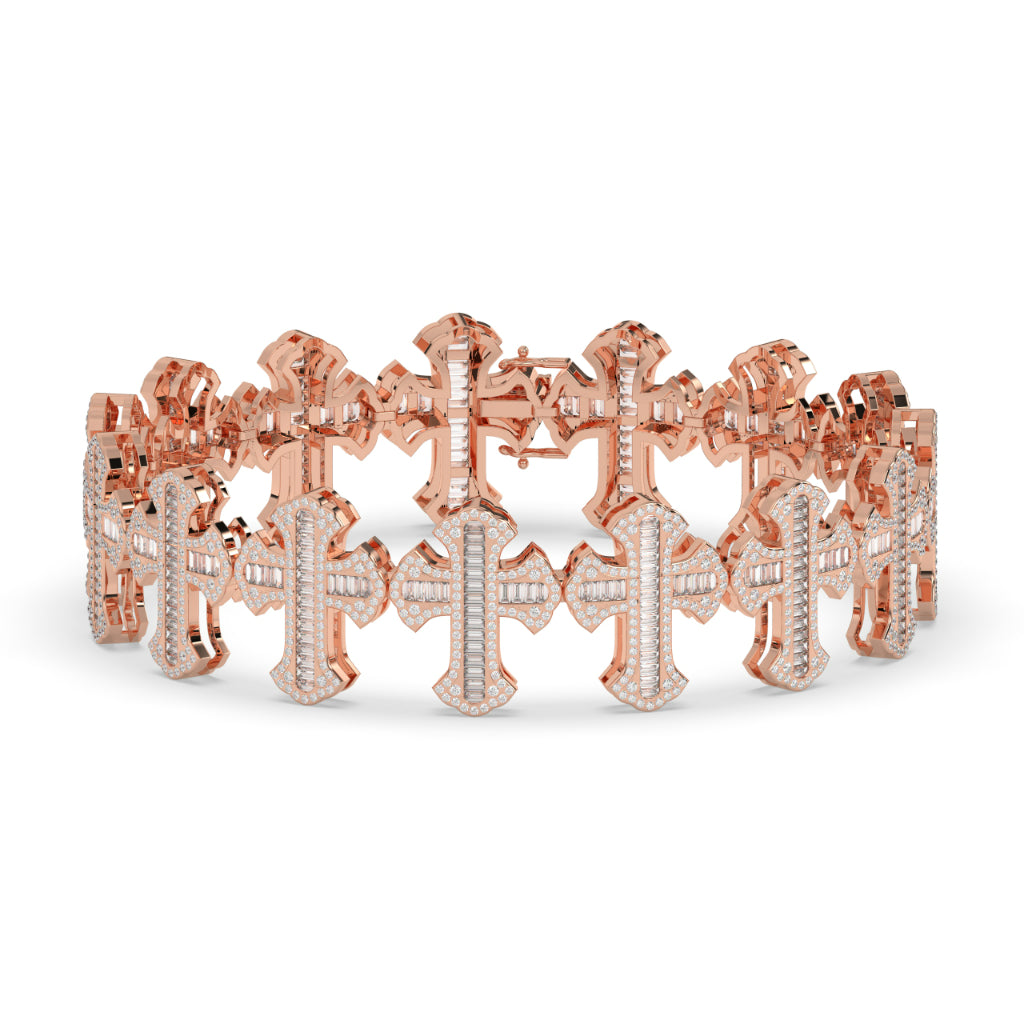 Iced Baguette Faith Cross Bracelet