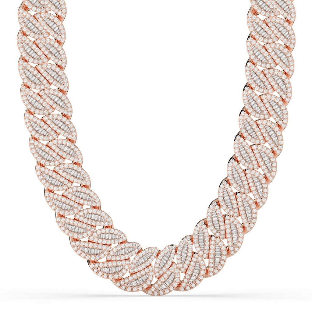 Baguette Diamond Round Cuban Chain