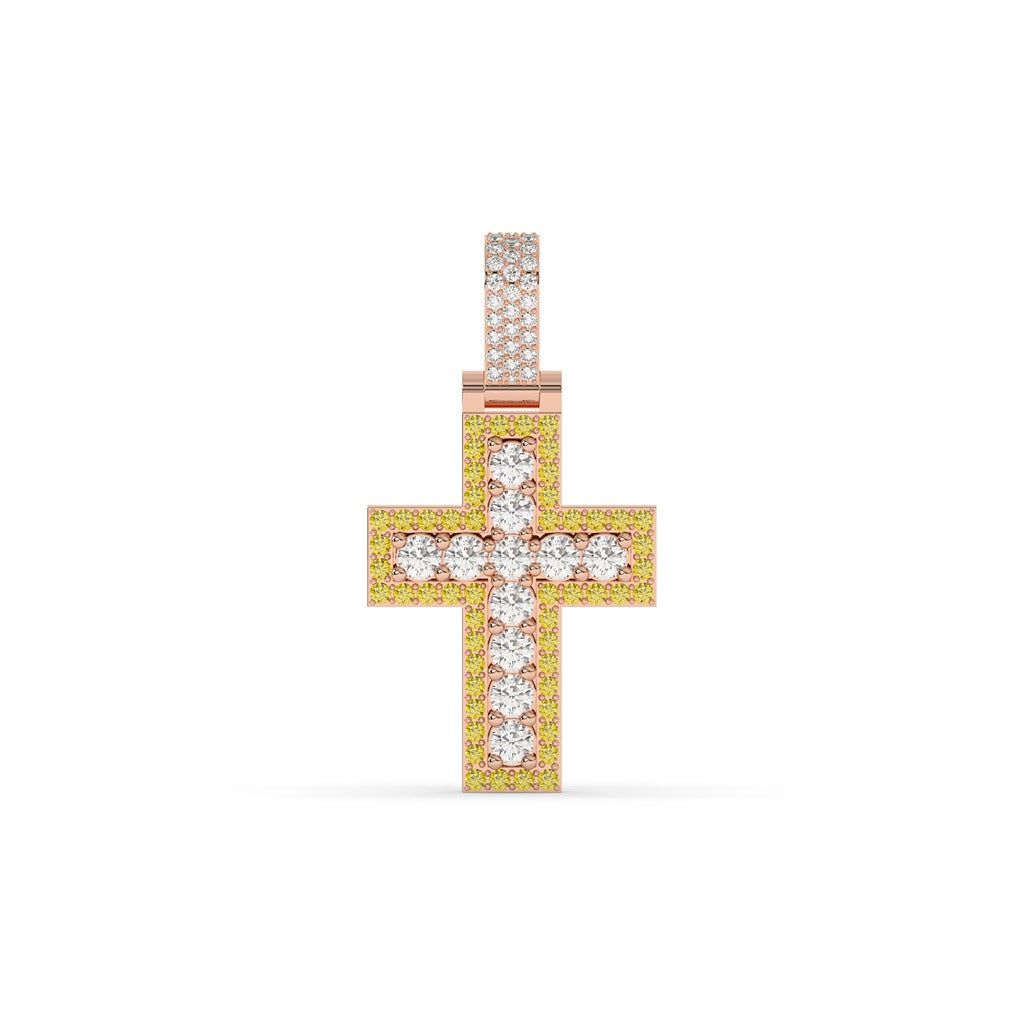 Bold Round Diamond Cross Pendant
