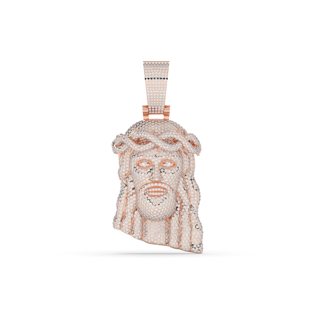 Divine Jesus Face Rose Crown Pendant