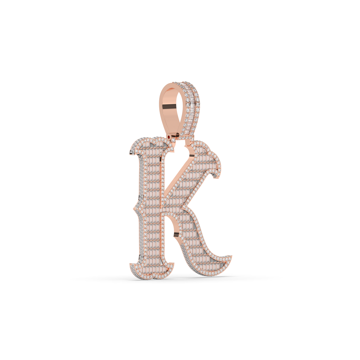 Golden K Initial Diamond Pendant