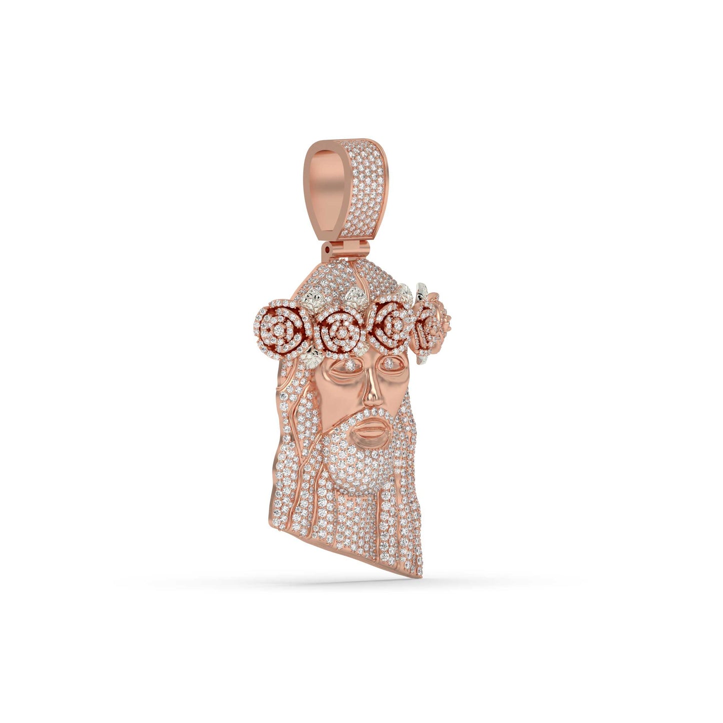 Jesus Rose Crown Diamond Pendant