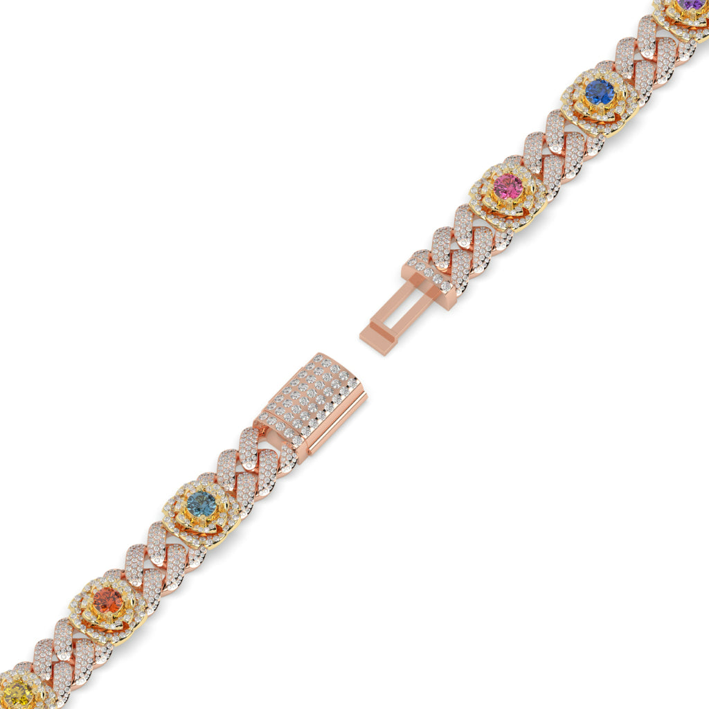 Rainbow Bloom Cuban Link Bracelet