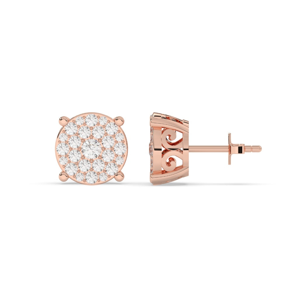 Gold Pavé Cluster Stud Earrings