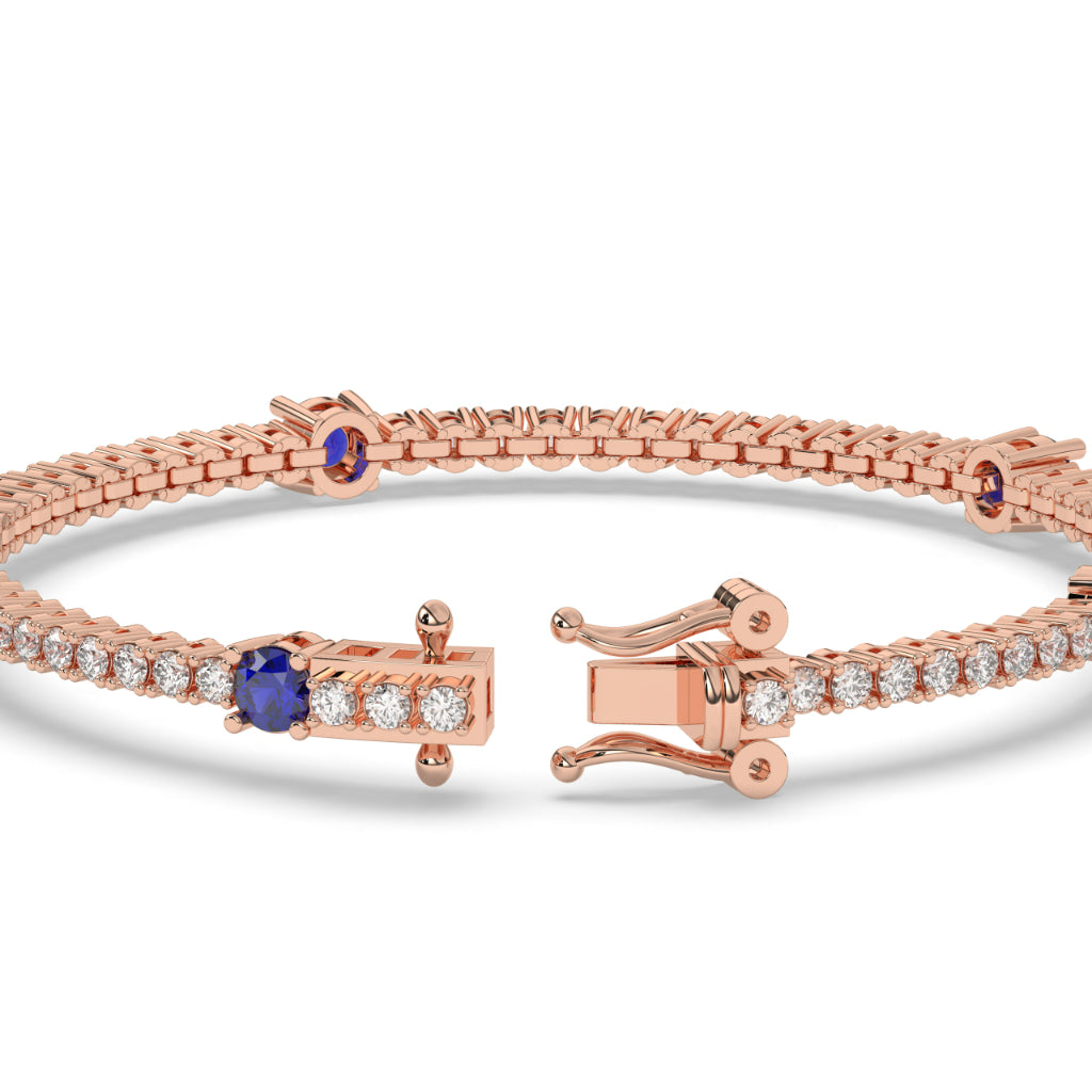 Elegant Blue Sapphire Diamond Bracelet