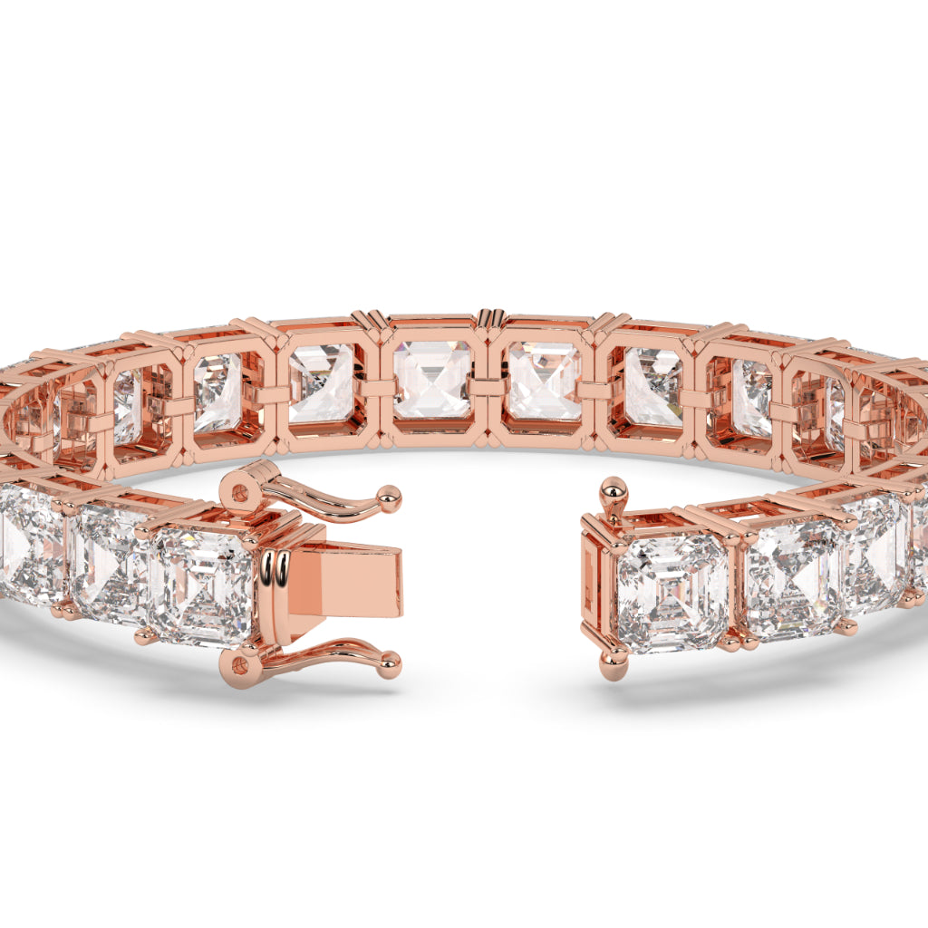 Square Diamond Gold Tennis Bracelet