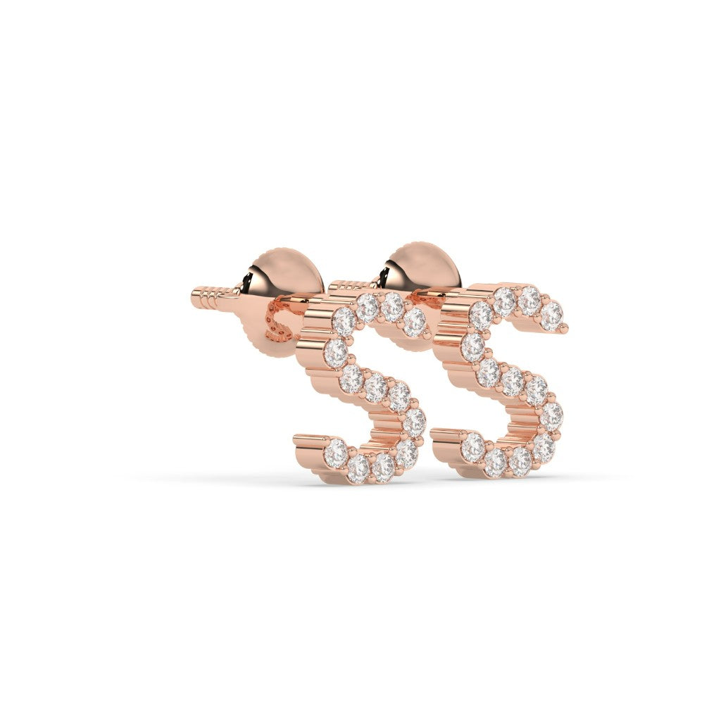 Elegant S Shape Diamond Studs