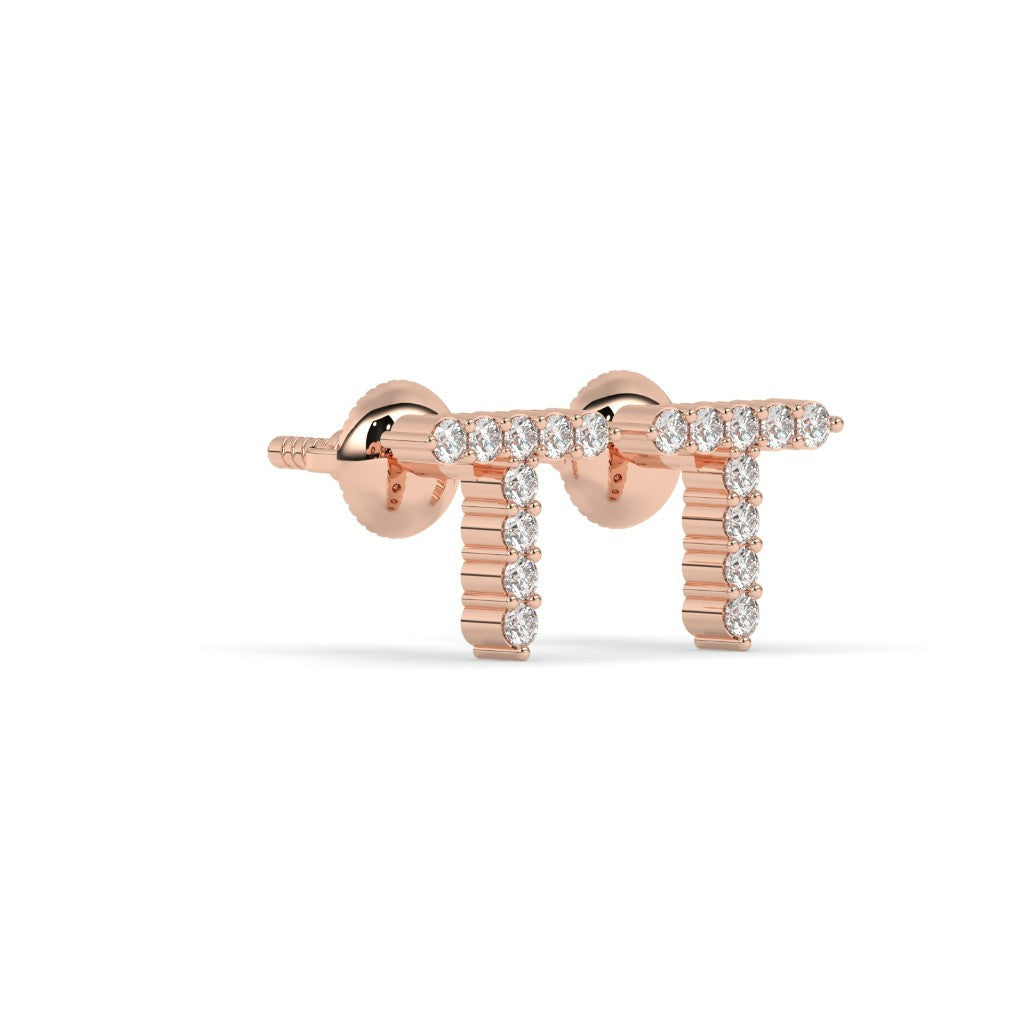 Personalized T Diamond Stud Earrings