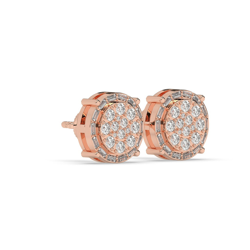 Baguette Border Diamond Studs