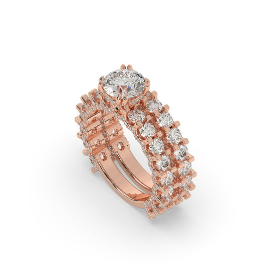 Round Cut Diamond Eternity Bridal Set