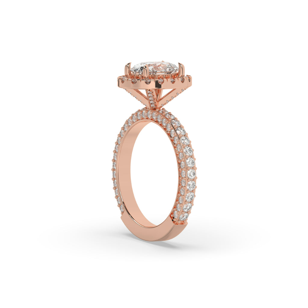 Regal Oval Halo Engagement Ring