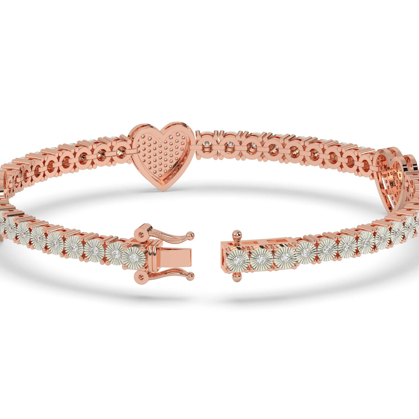 Diamond Heart Love Link Bracelet