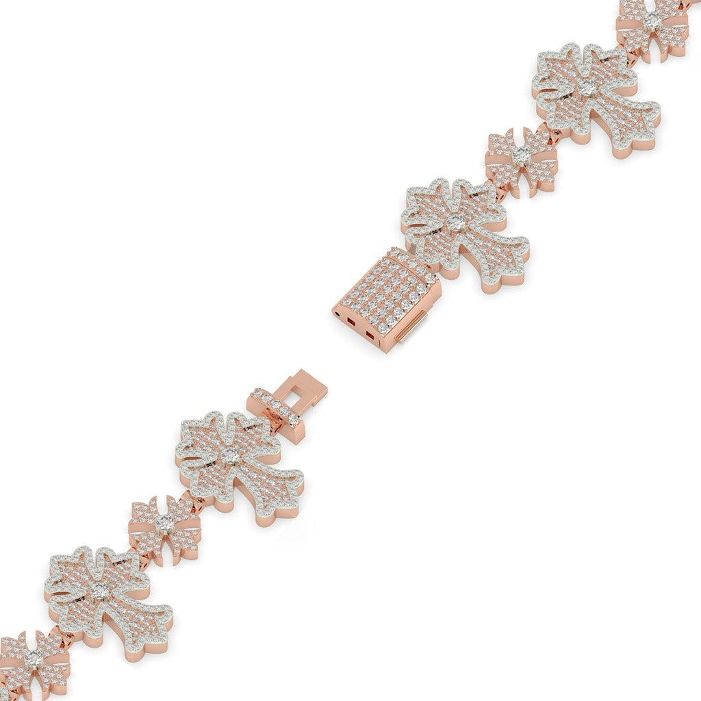 Royal Bloom Pavé Cross Bracelet