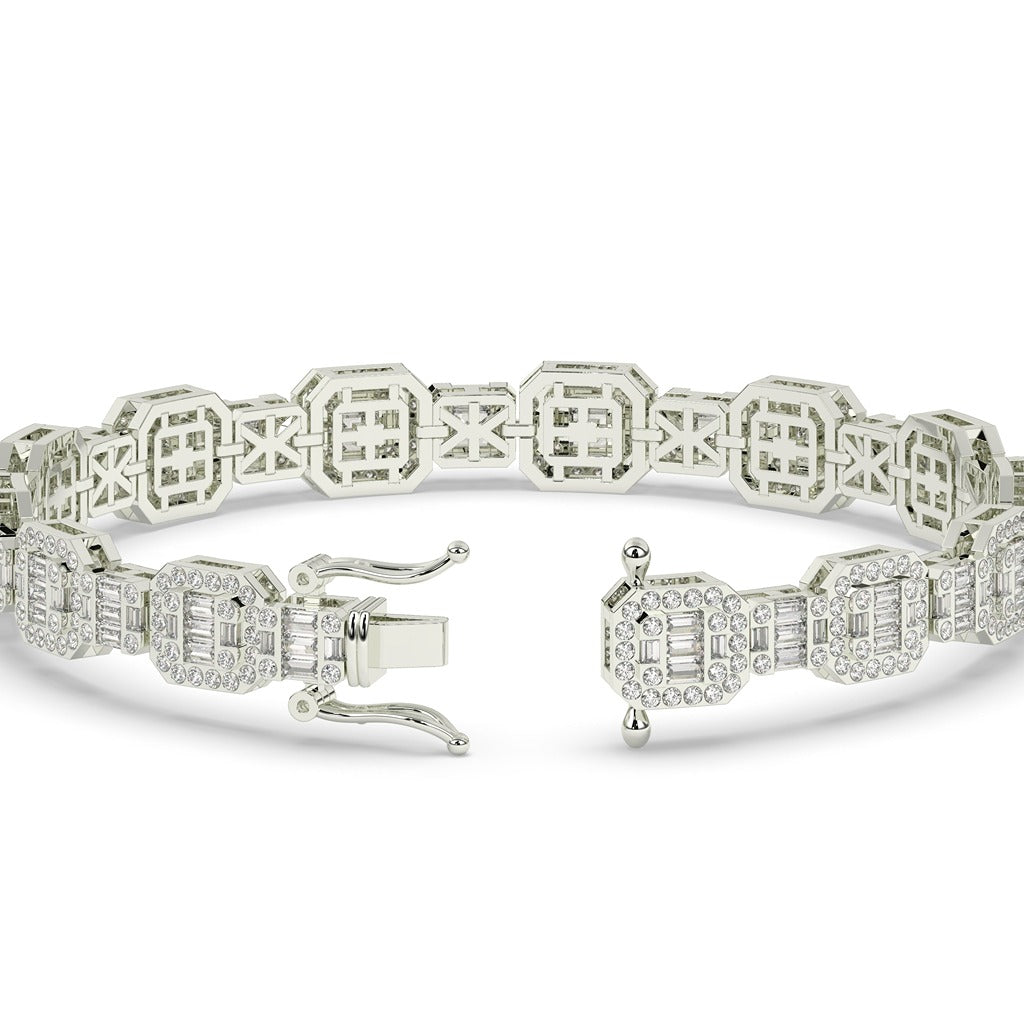 Octagon Baguette Diamond Link Bracelet