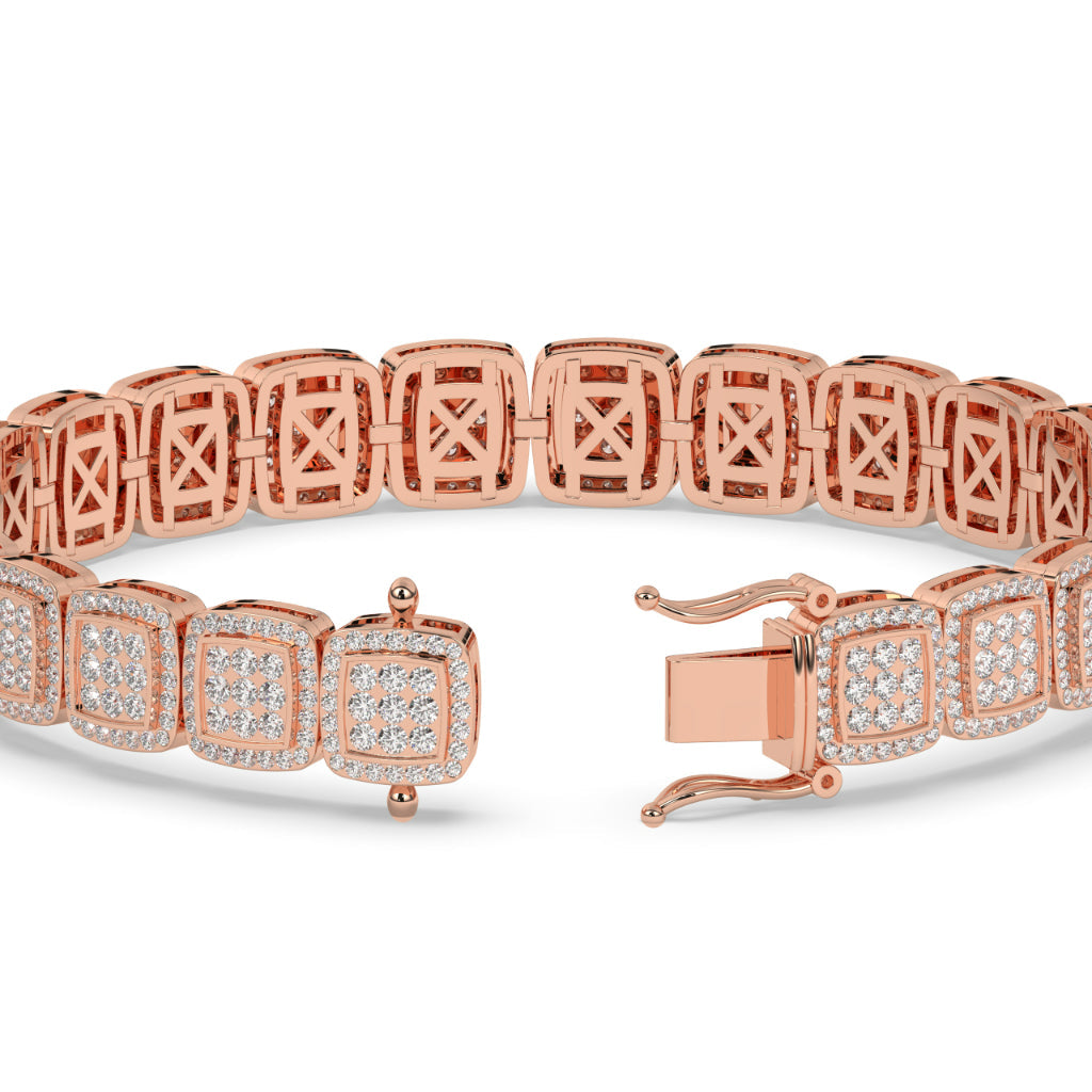 Square Link Diamond Gold Bracelet